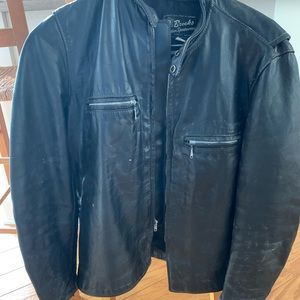 Men’s Brook’s Black leather motorcycle jacket